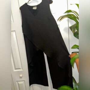 Elegant Black Blouse with a open front and back slit